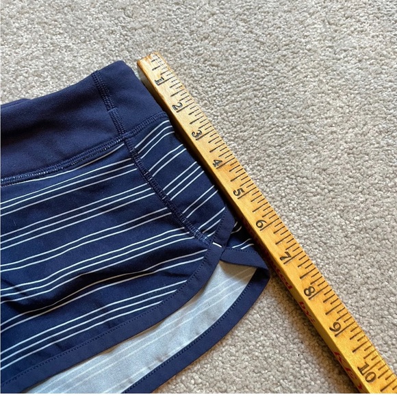 ivivva lululemon Shorts Girls Youth 8 Blue Stripe Pull On Lightweight Zip Run - Picture 5 of 13